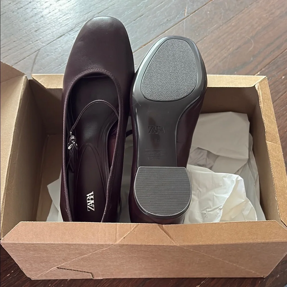 Zara Burgundy Leather Strappy Pumps - Picture 4 of 4